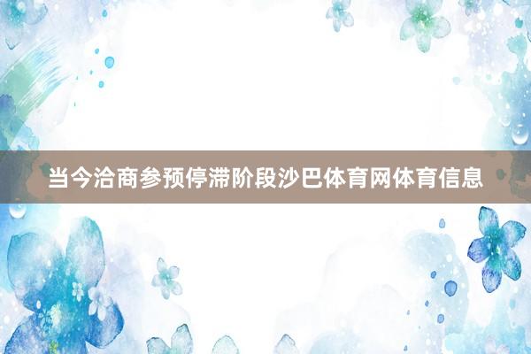当今洽商参预停滞阶段沙巴体育网体育信息
